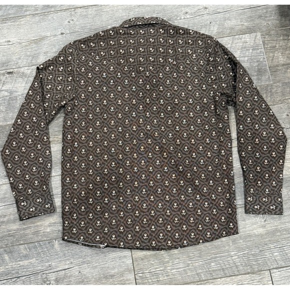 Vtg Gibson Trading Co Long Sleeve Shirt Men's Sz M Western Pearl Snap Brown - Picture 2 of 5